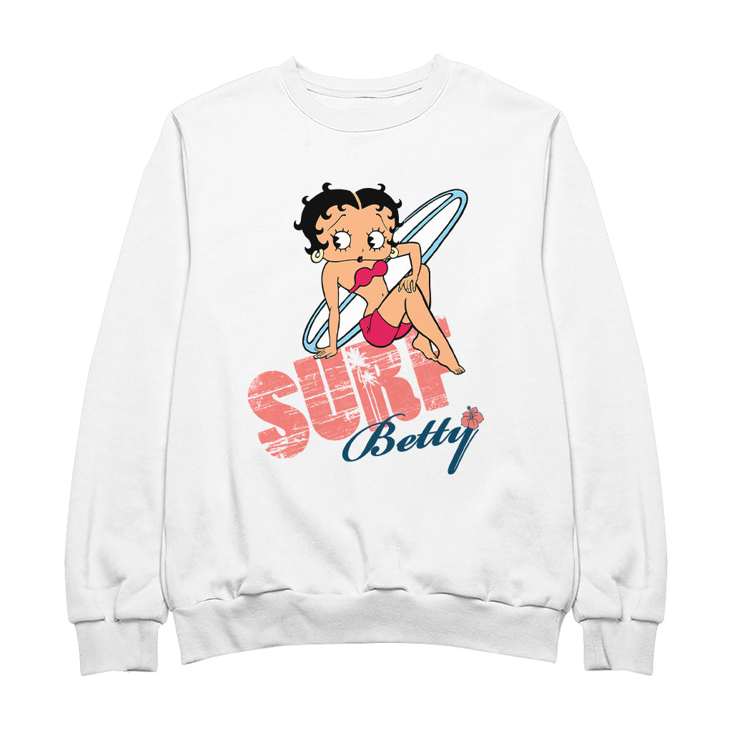 Betty Boop Surf White Blue Board Men's Sweatshirt