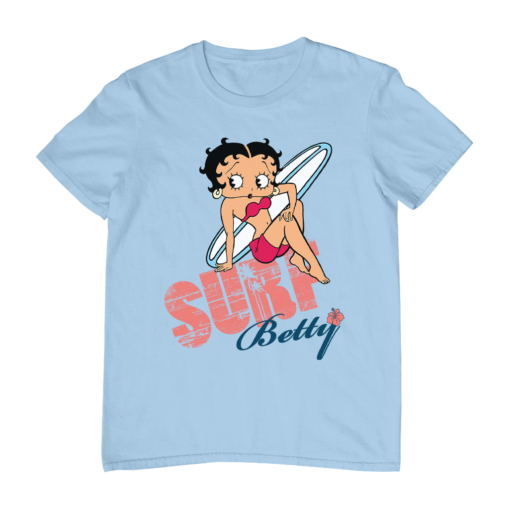 Betty Boop Surf White Blue Board Men's T-Shirt
