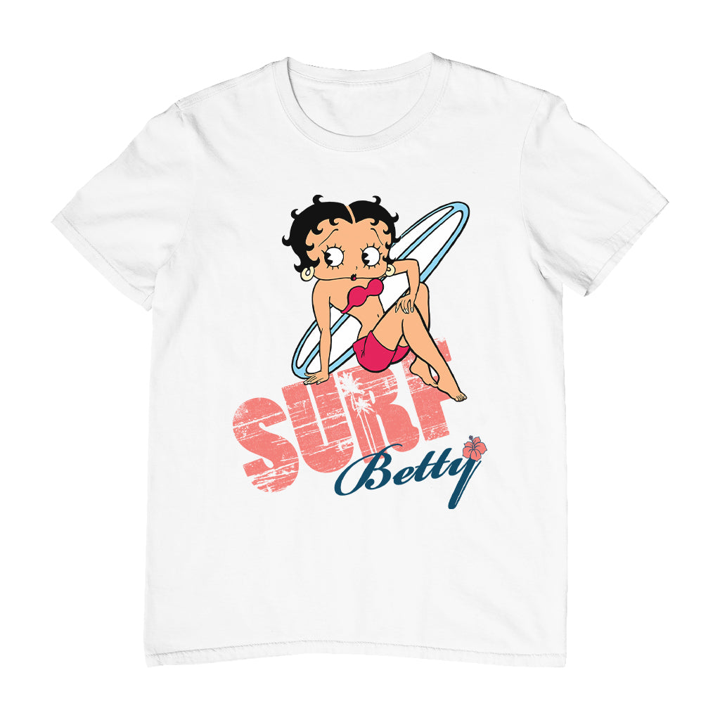 Betty Boop Surf White Blue Board Men's T-Shirt