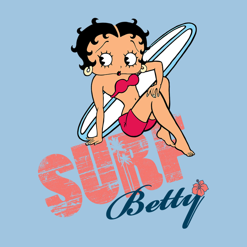 Betty Boop Surf White Blue Board Kids T-Shirt