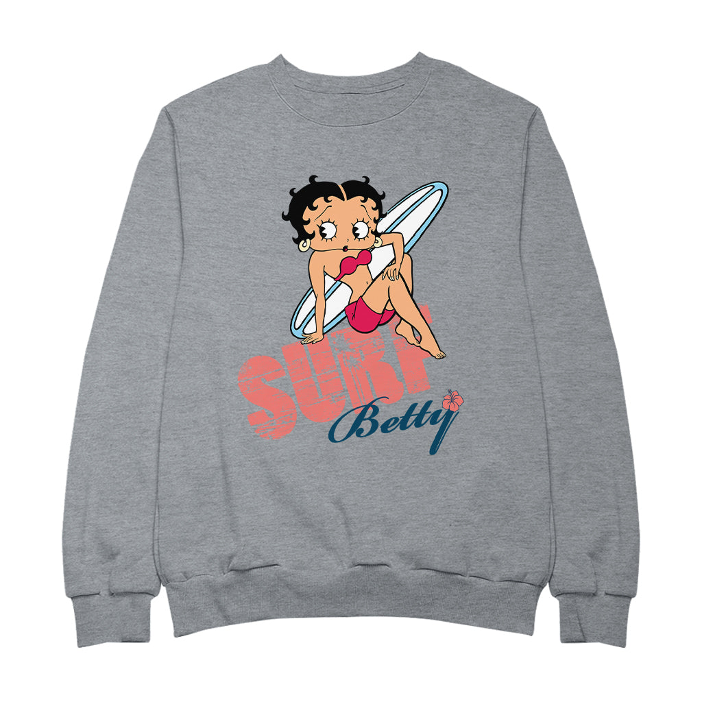 Betty Boop Surf White Blue Board Women's Sweatshirt