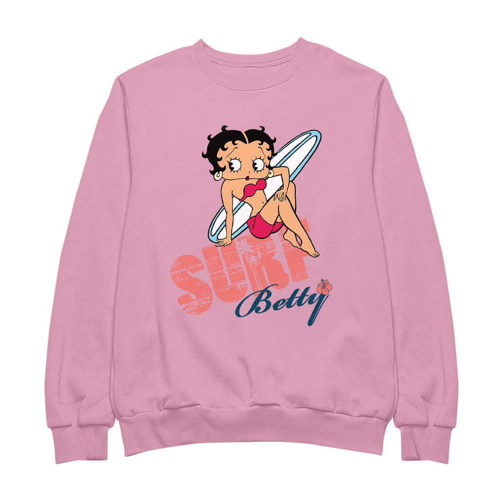 Betty Boop Surf White Blue Board Women's Sweatshirt
