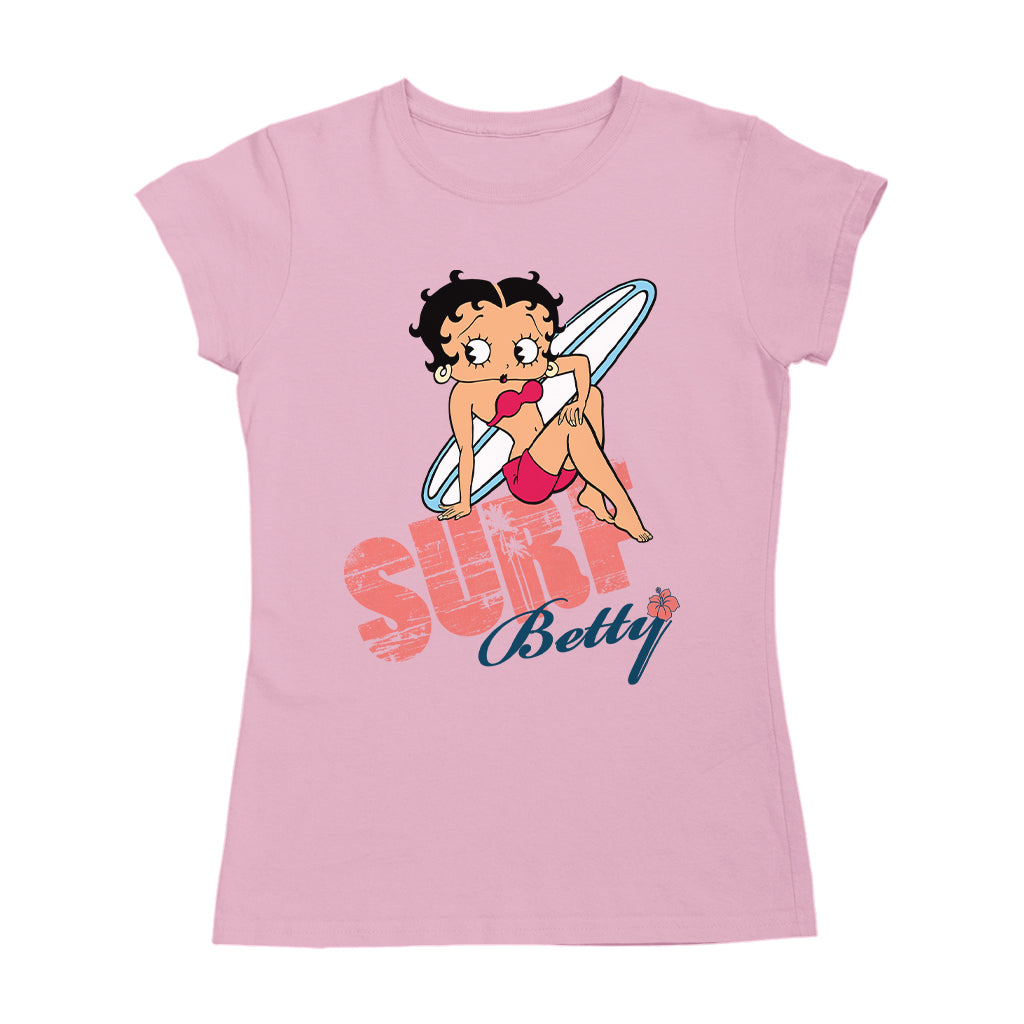 Betty Boop Surf White Blue Board Women's T-Shirt