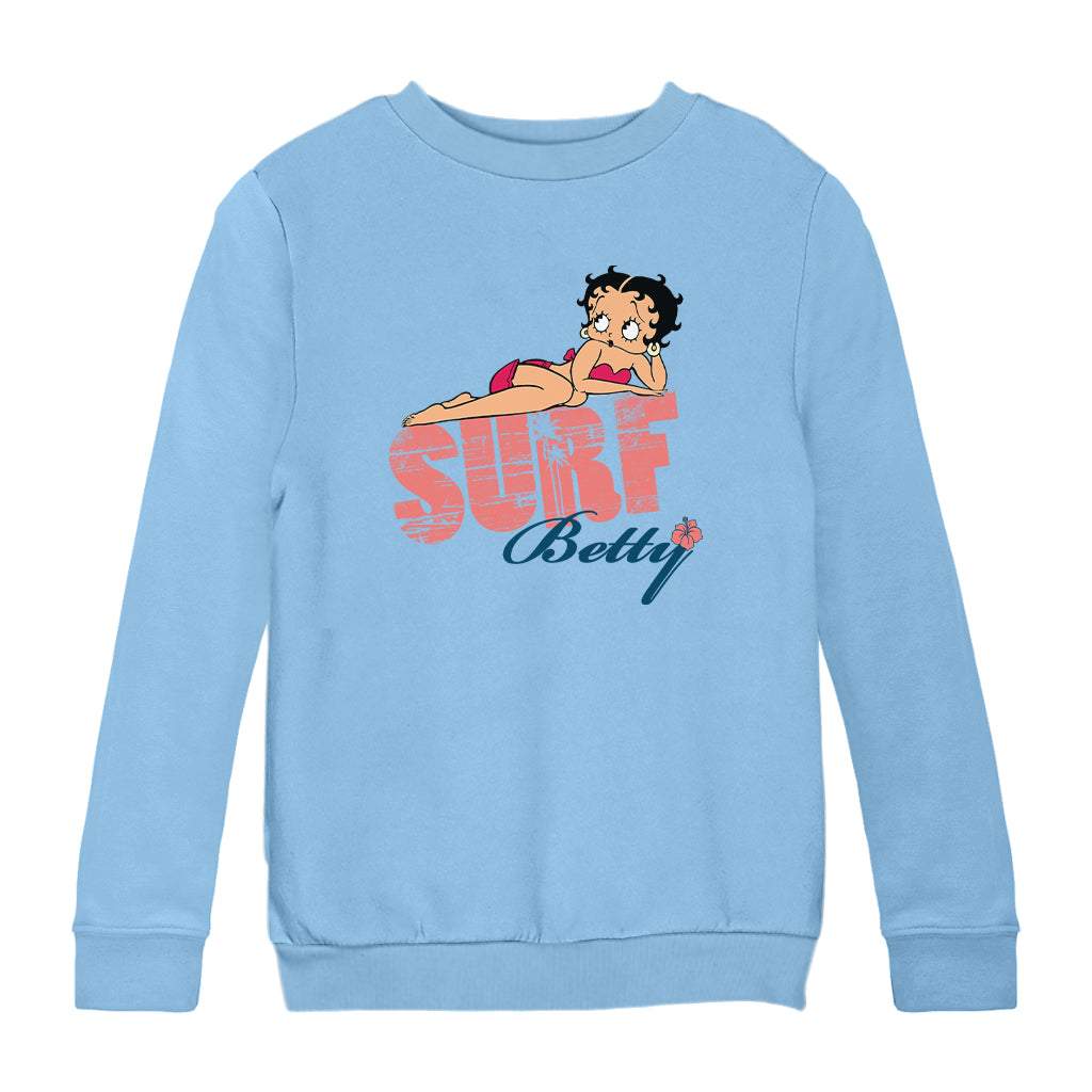 Betty Boop Surf Pin Up Kids Sweatshirt
