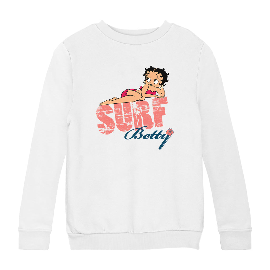 Betty Boop Surf Pin Up Kids Sweatshirt