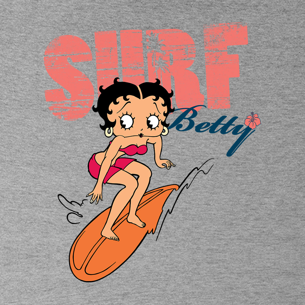 Betty Boop Surf Betty Riding Orange Board Women's Hooded Sweatshirt