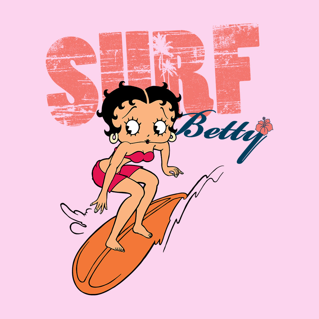 Betty Boop Surf Betty Riding Orange Board Women's Sweatshirt