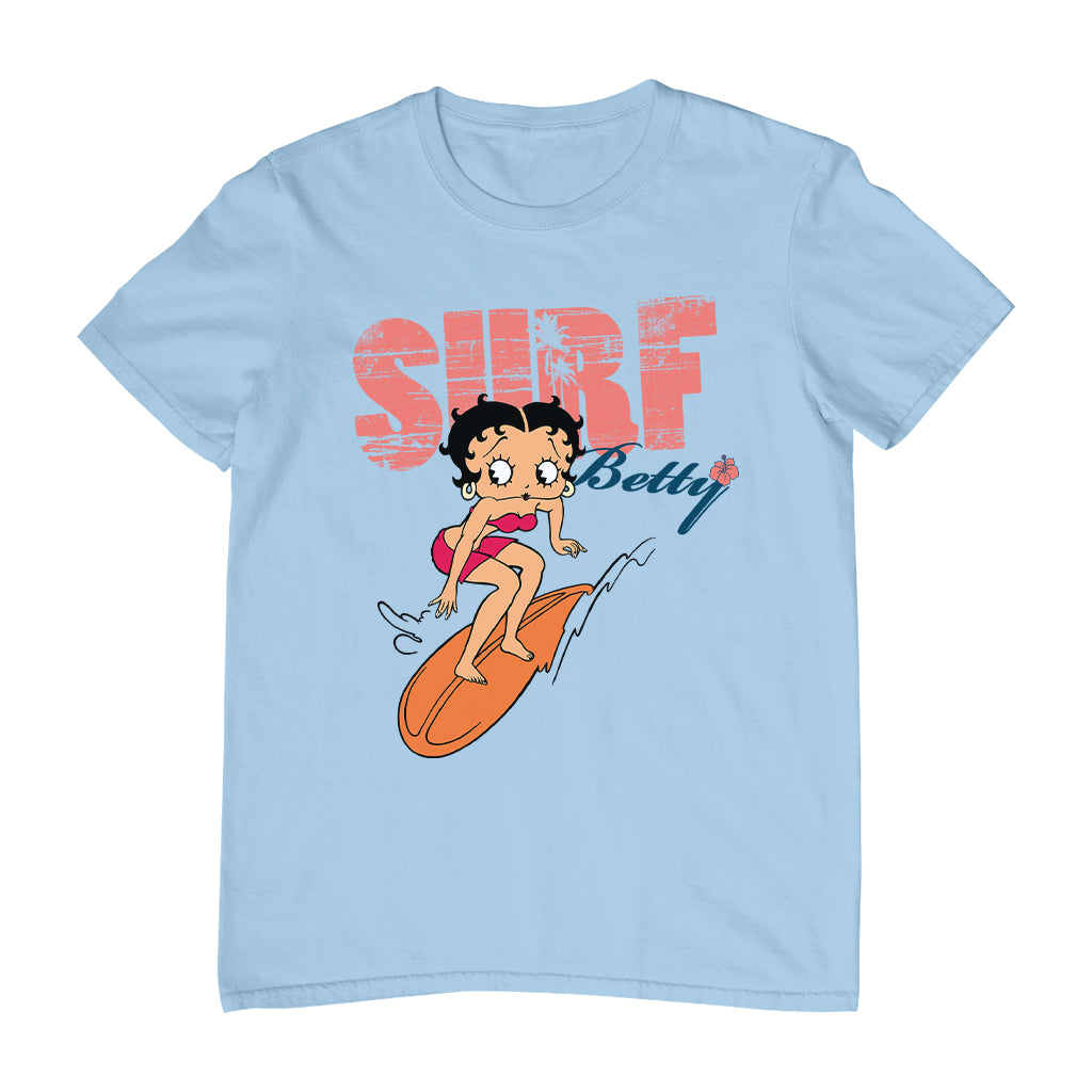 Betty Boop Surf Betty Riding Orange Board Men's T-Shirt