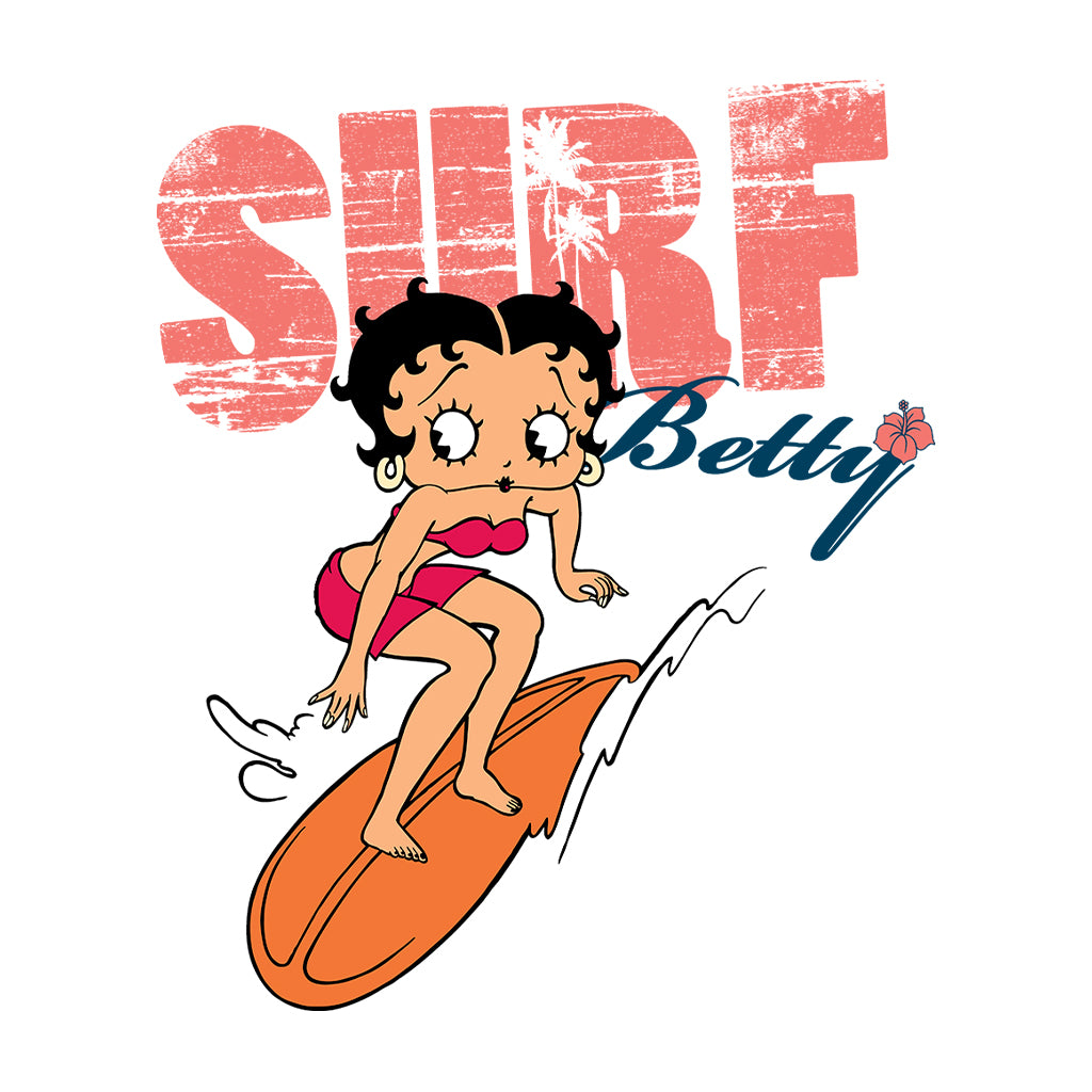 Betty Boop Surf Betty Riding Orange Board Women's Hooded Sweatshirt