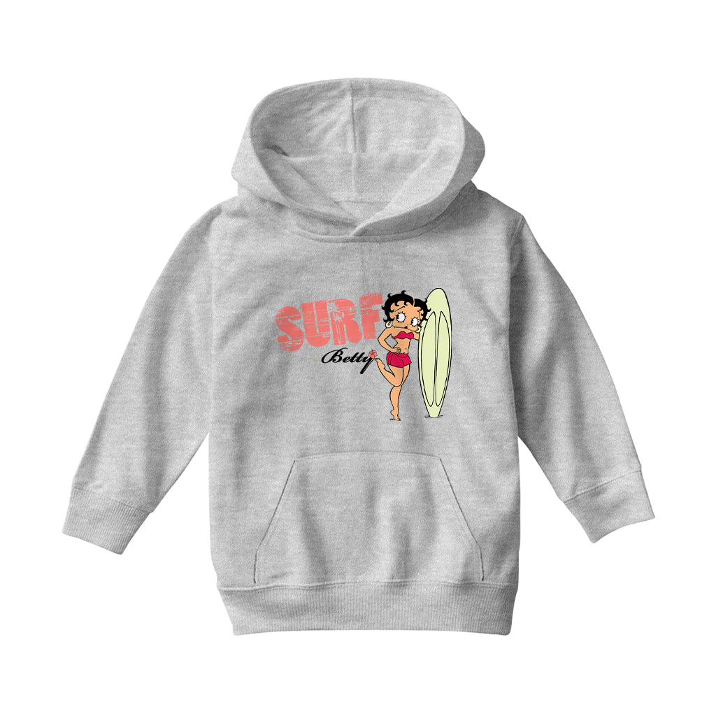 Betty Boop Surf Pale Green Board Pose Kids Hooded Sweatshirt