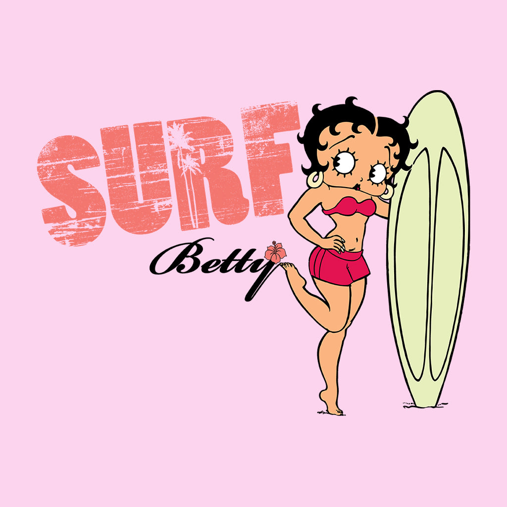 Betty Boop Surf Pale Green Board Pose Kids T-Shirt