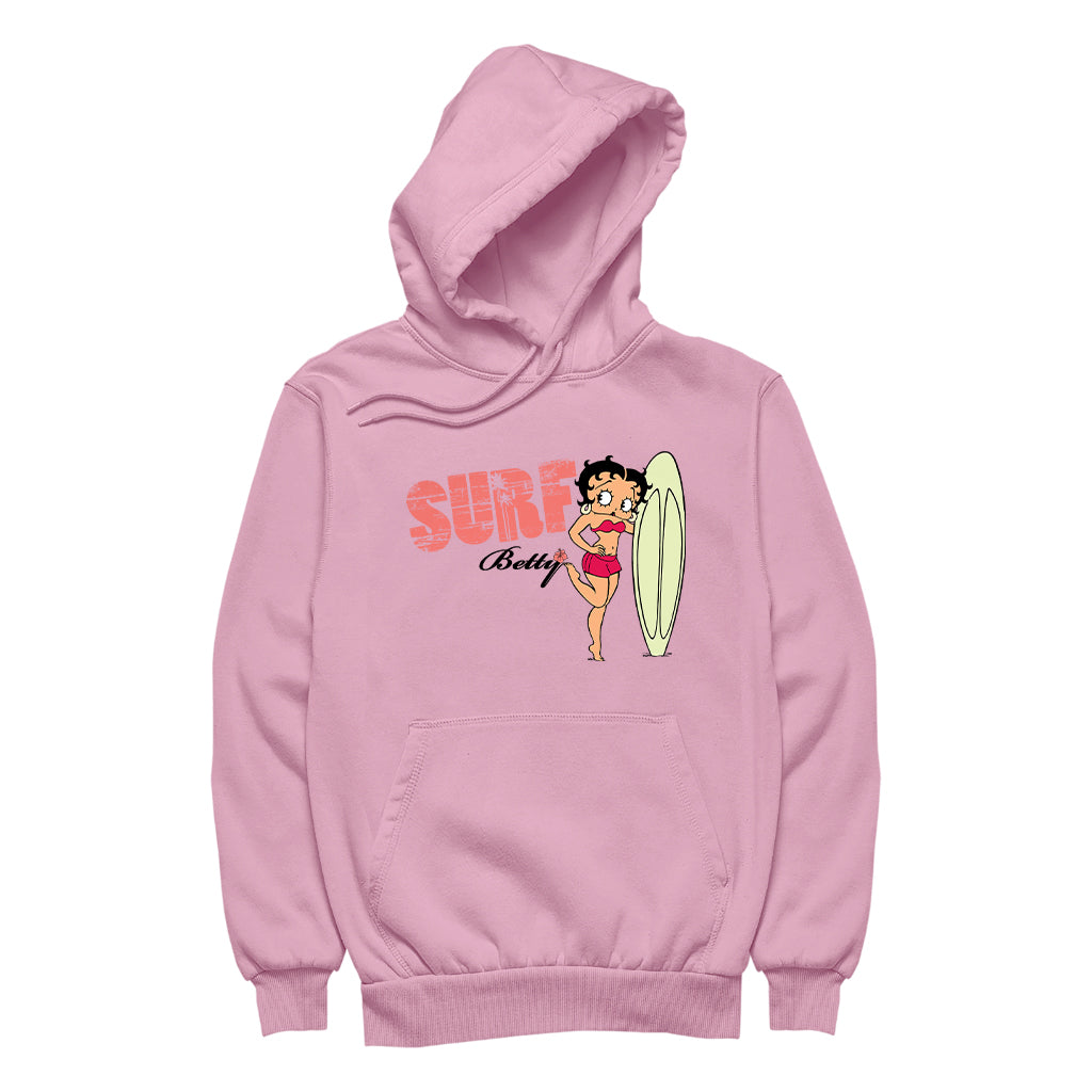 Betty Boop Surf Pale Green Board Pose Men's Hooded Sweatshirt