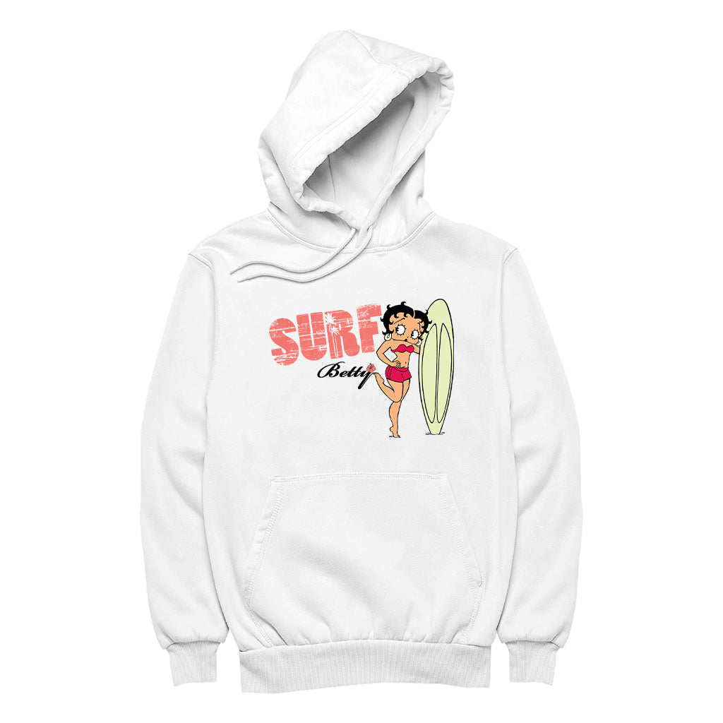 Betty Boop Surf Pale Green Board Pose Men's Hooded Sweatshirt