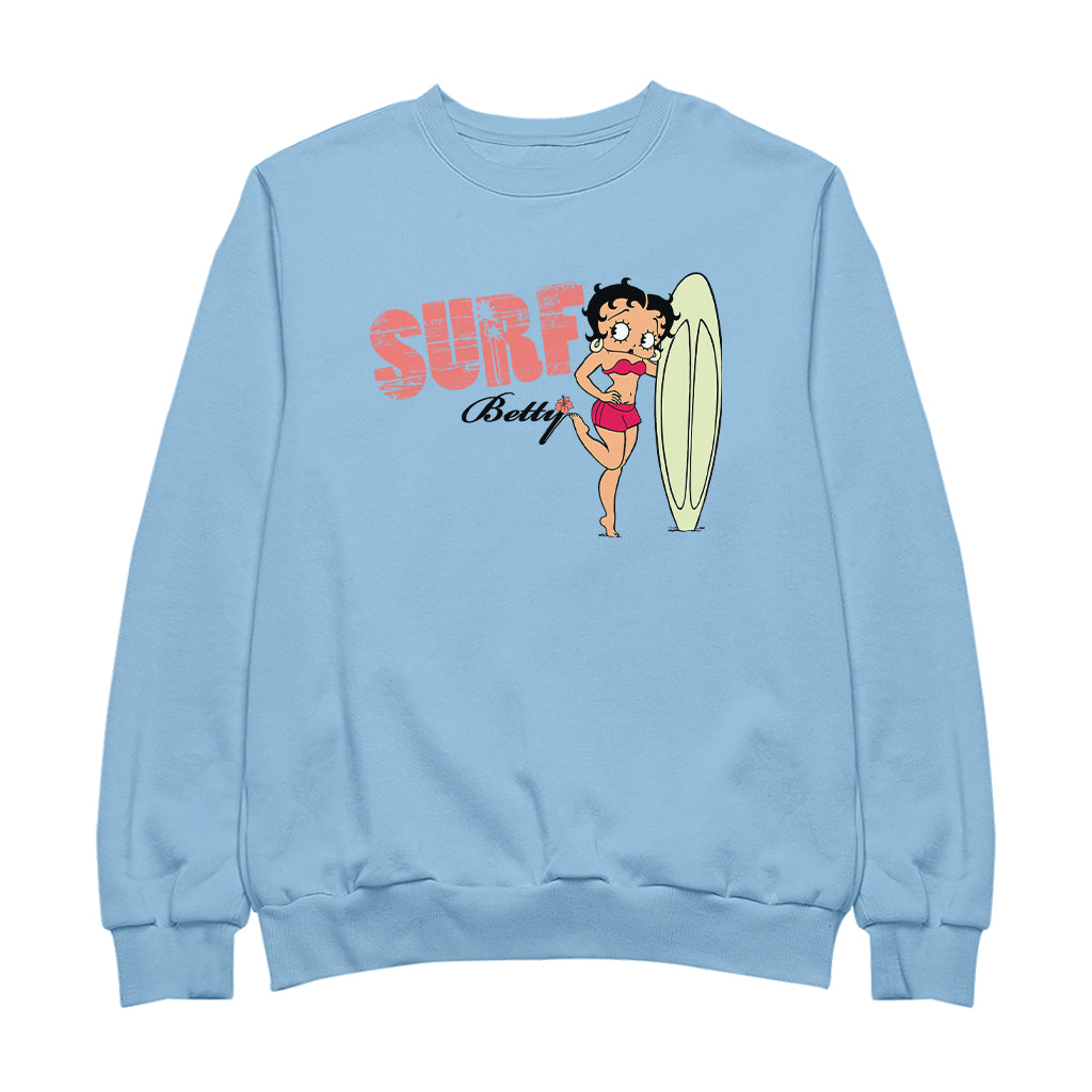 Betty Boop Surf Pale Green Board Pose Men's Sweatshirt