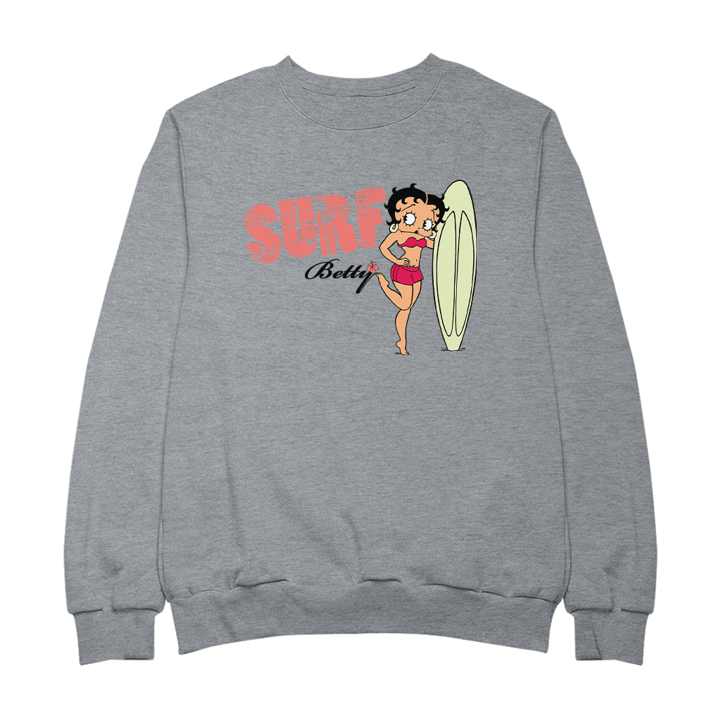 Betty Boop Surf Pale Green Board Pose Women's Sweatshirt