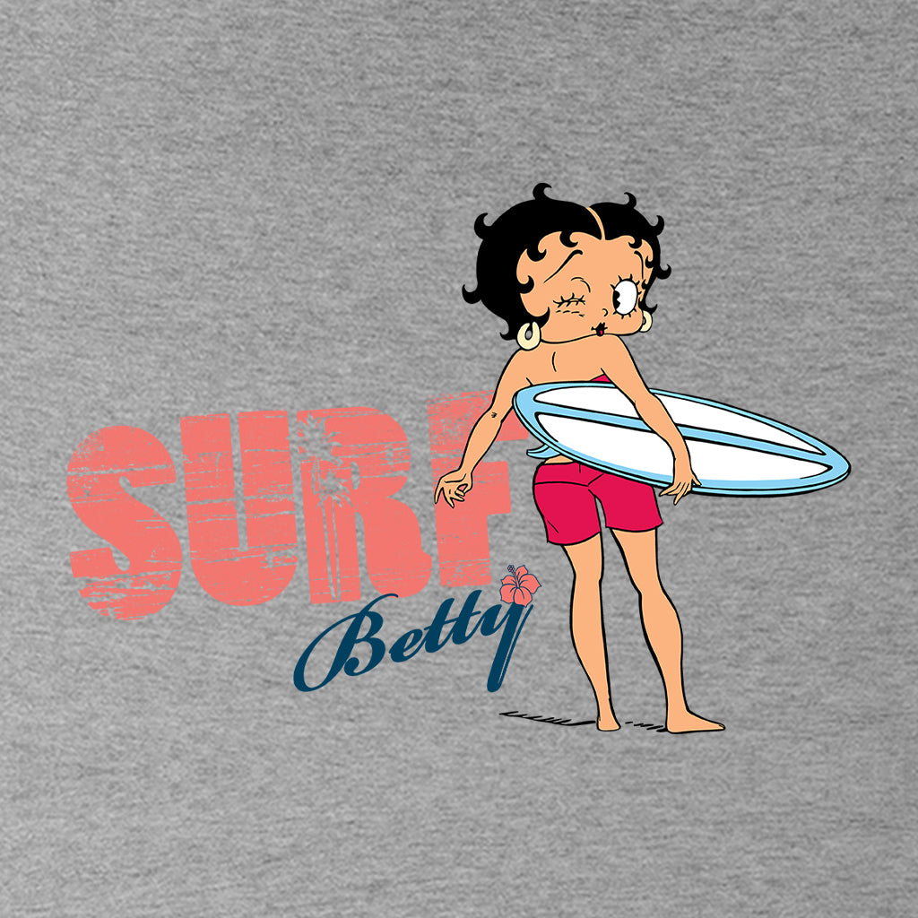 Betty Boop Surf White And Blue Board Kids T-Shirt