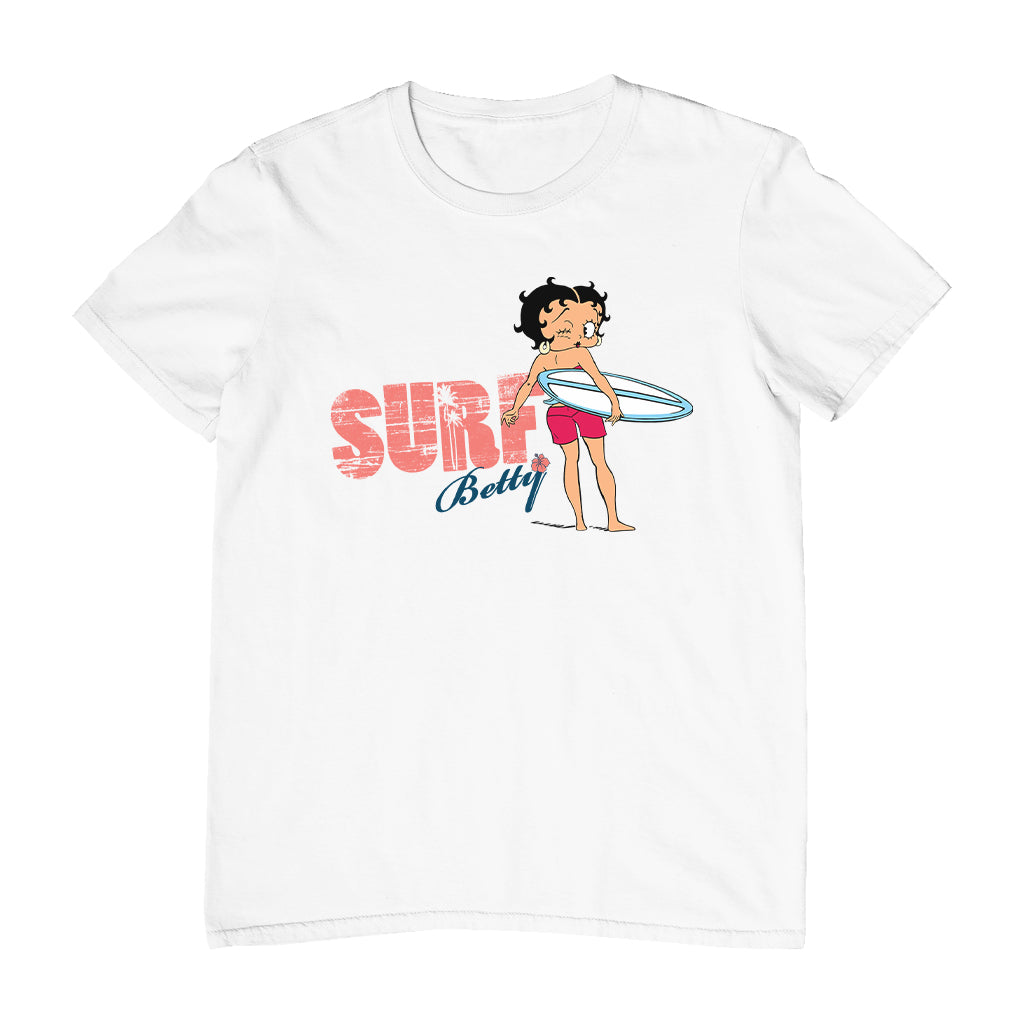Betty Boop Surf White And Blue Board Men's T-Shirt