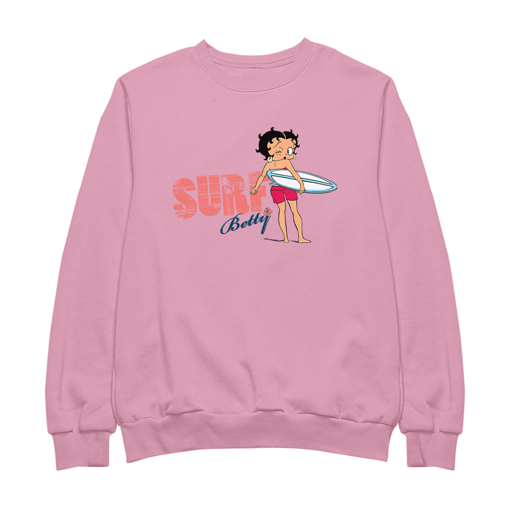 Betty Boop Surf White And Blue Board Women's Sweatshirt