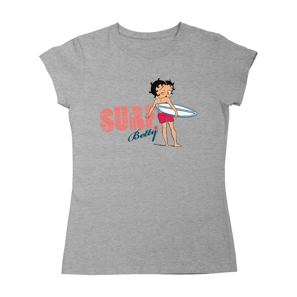 Betty Boop Surf White And Blue Board Women's T-Shirt