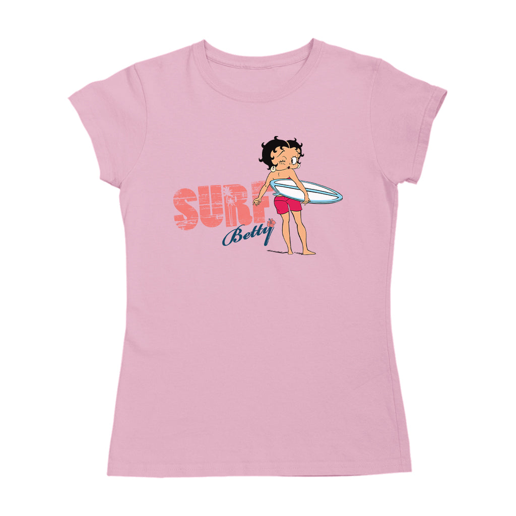 Betty Boop Surf White And Blue Board Women's T-Shirt