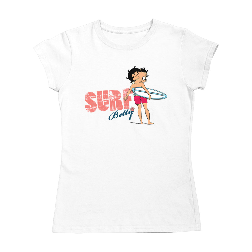 Betty Boop Surf White And Blue Board Women's T-Shirt