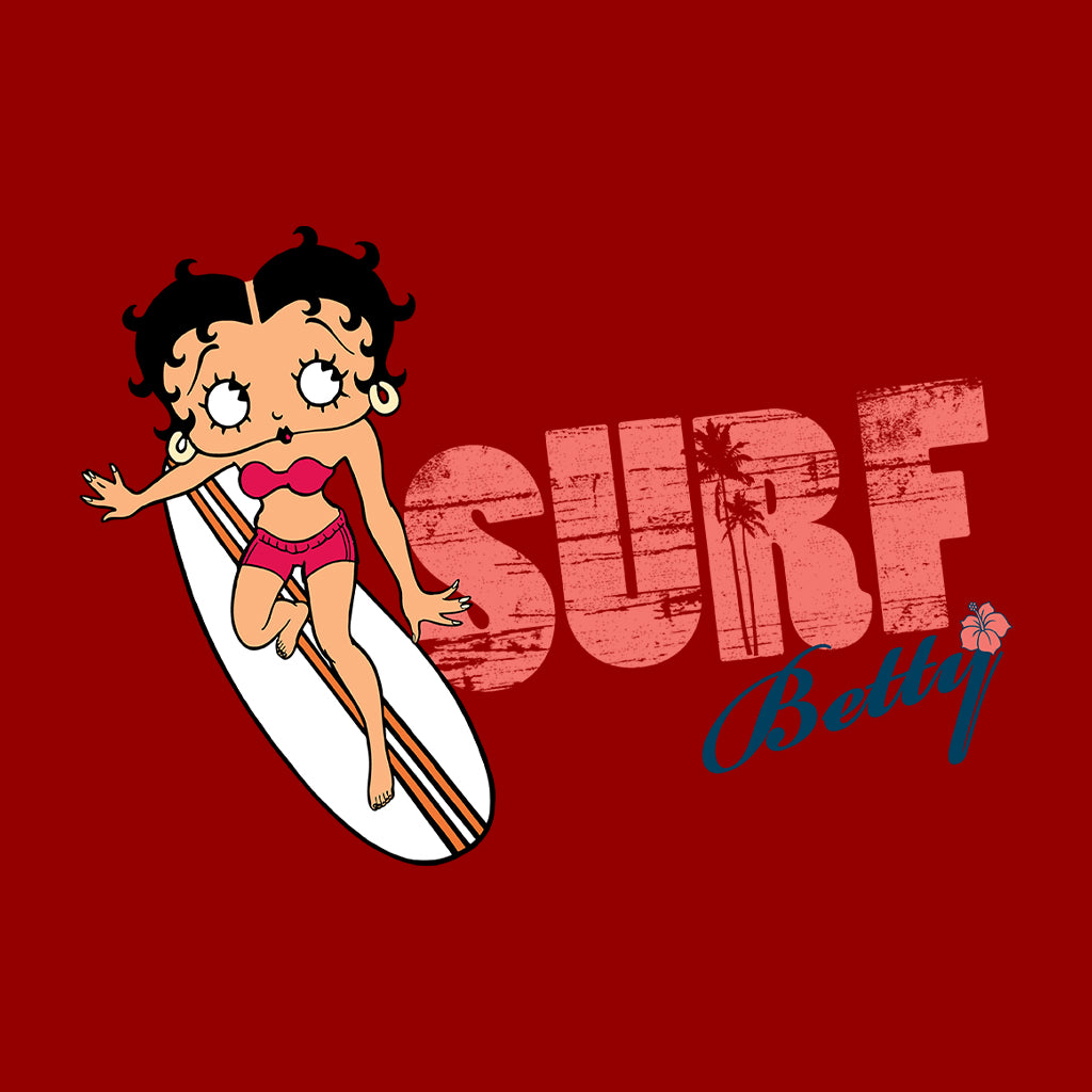 Betty Boop Surf Red Stripe Board Kids Hooded Sweatshirt