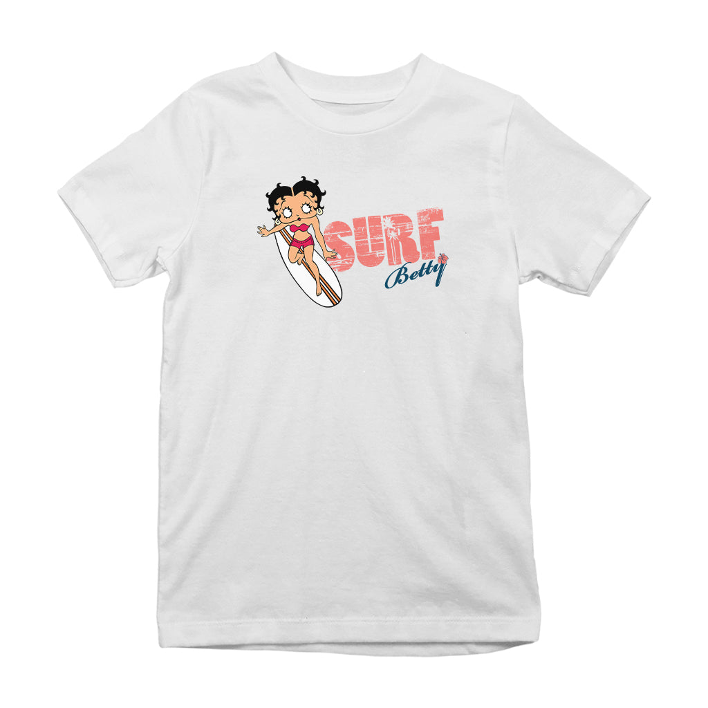 Betty Boop Surf Red Stripe Board Kids T-Shirt