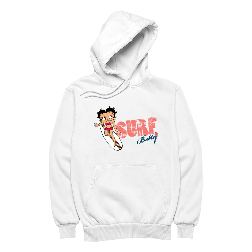 Betty Boop Surf Red Stripe Board Men's Hooded Sweatshirt