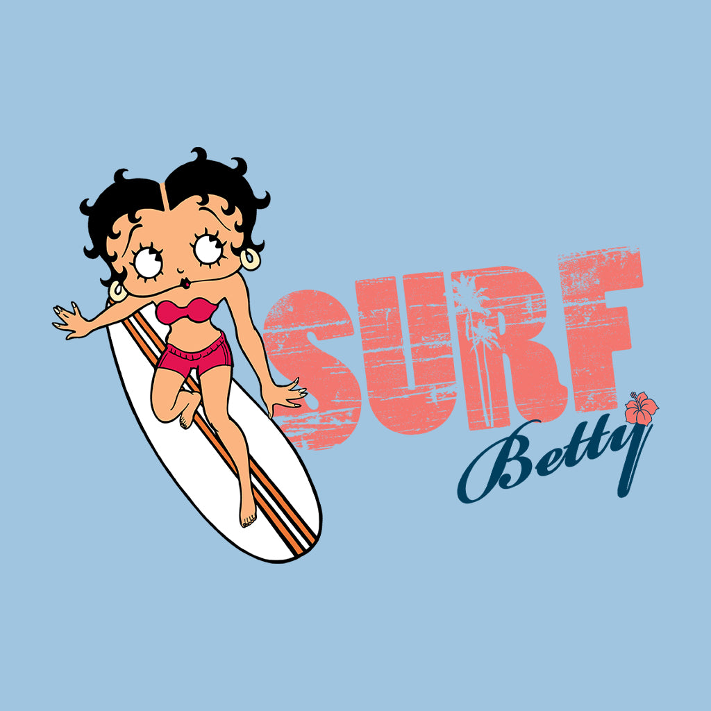 Betty Boop Surf Red Stripe Board Kids Hooded Sweatshirt