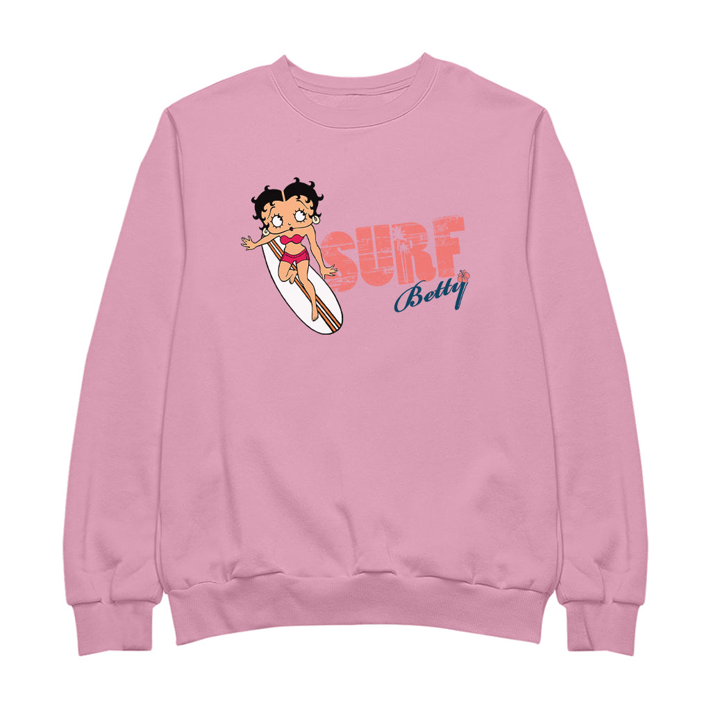 Betty Boop Surf Red Stripe Board Women's Sweatshirt