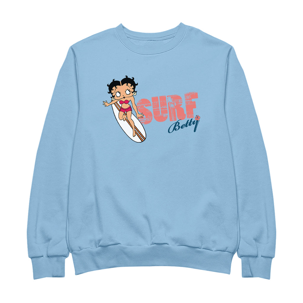 Betty Boop Surf Red Stripe Board Women's Sweatshirt