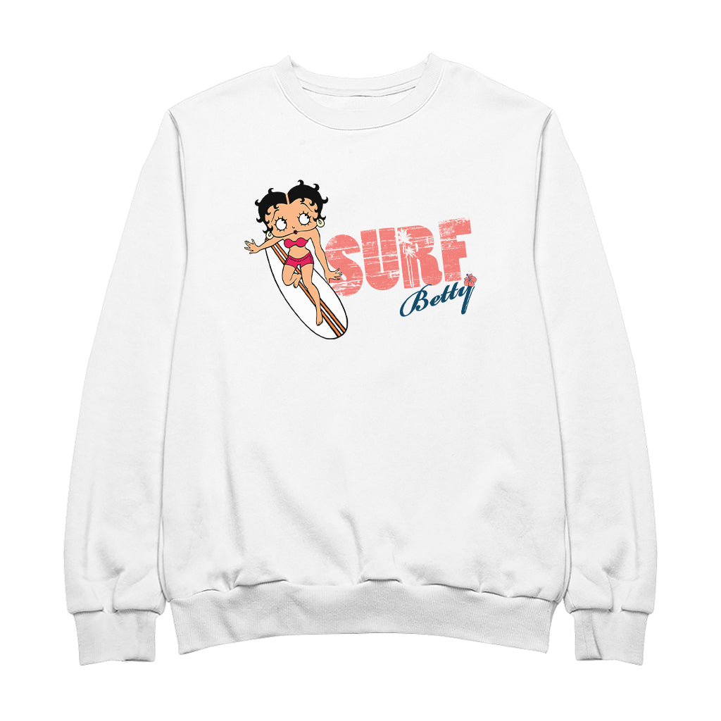 Betty Boop Surf Red Stripe Board Women's Sweatshirt