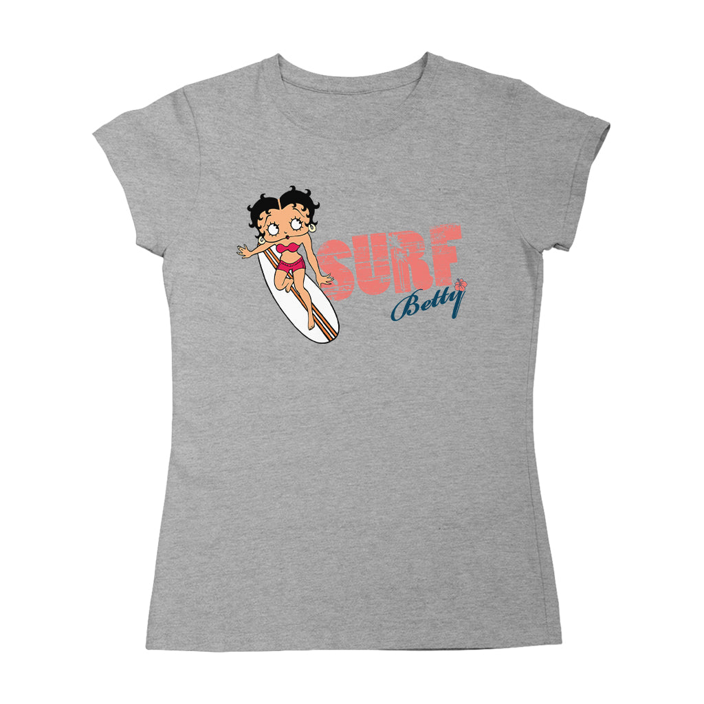 Betty Boop Surf Red Stripe Board Women's T-Shirt