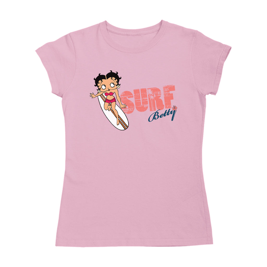 Betty Boop Surf Red Stripe Board Women's T-Shirt