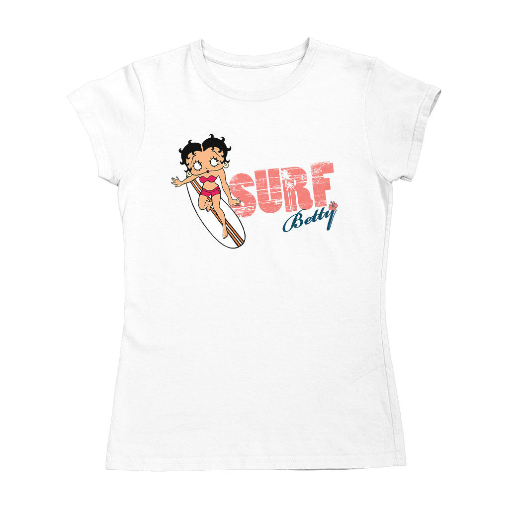Betty Boop Surf Red Stripe Board Women's T-Shirt