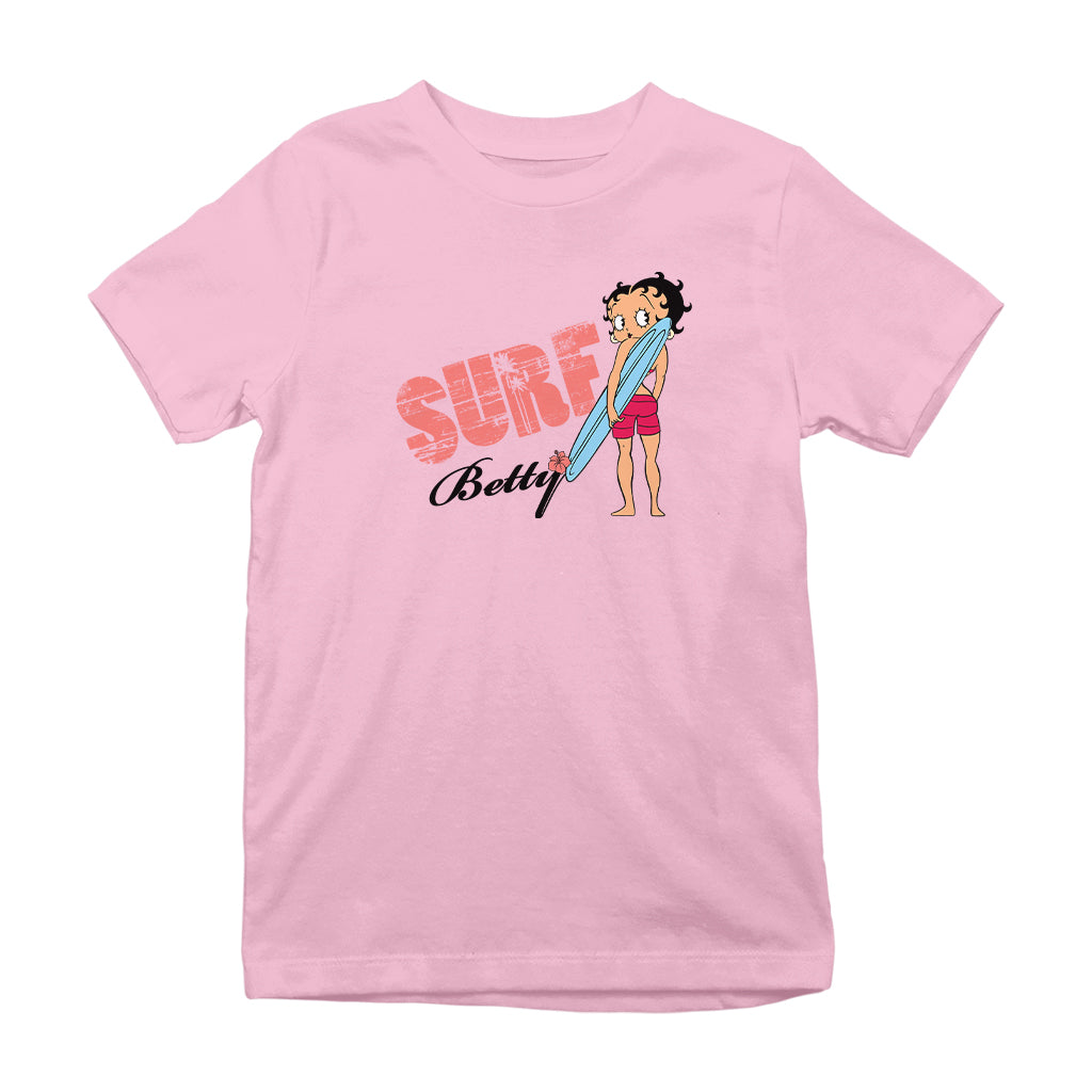Betty Boop Surf Board Pose Kids T-Shirt