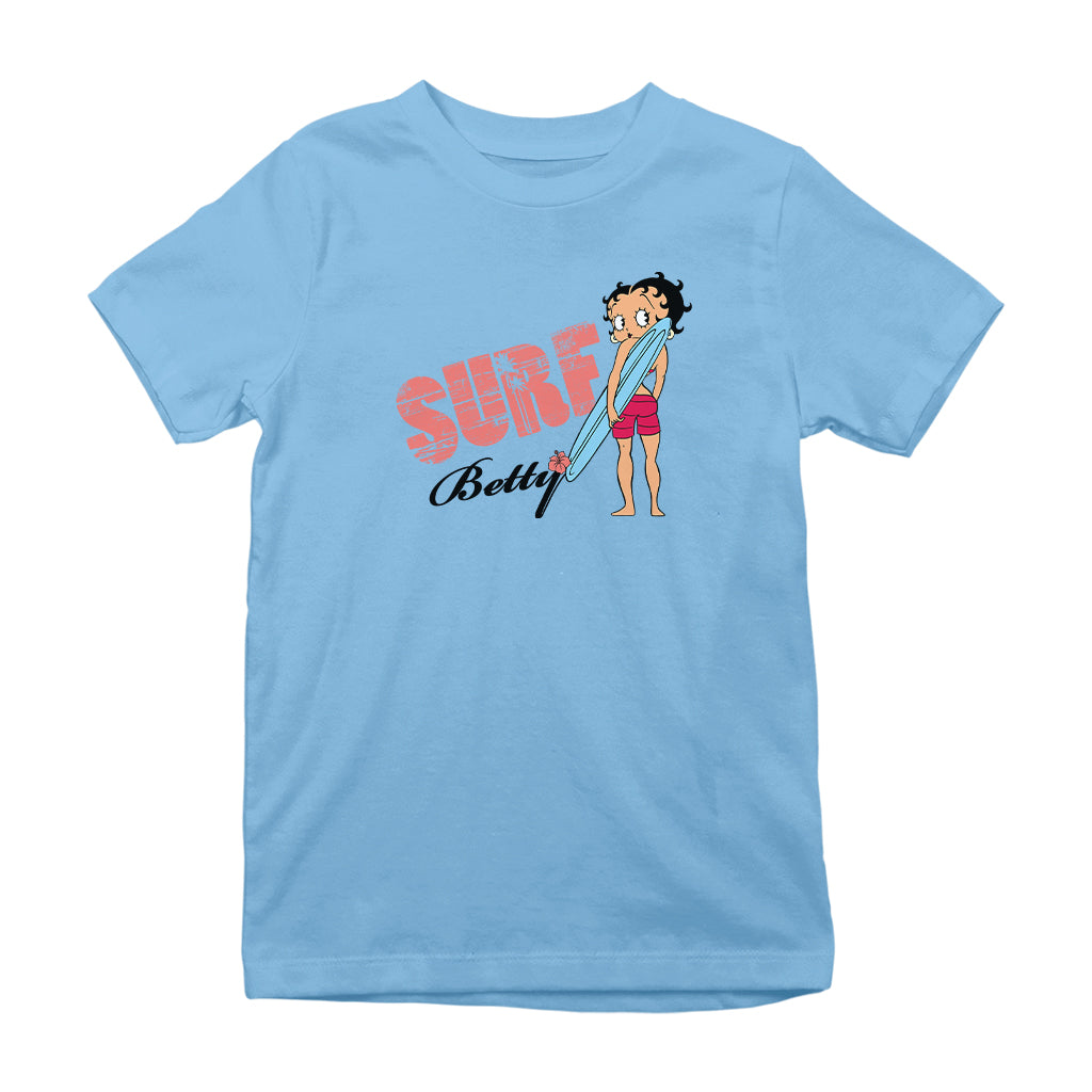 Betty Boop Surf Board Pose Kids T-Shirt