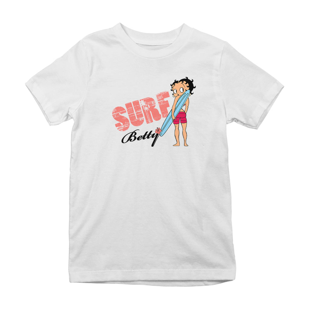 Betty Boop Surf Board Pose Kids T-Shirt