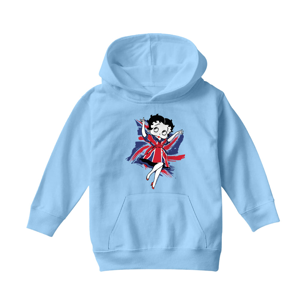Betty Boop UK Union Flag Dress Kids Hooded Sweatshirt