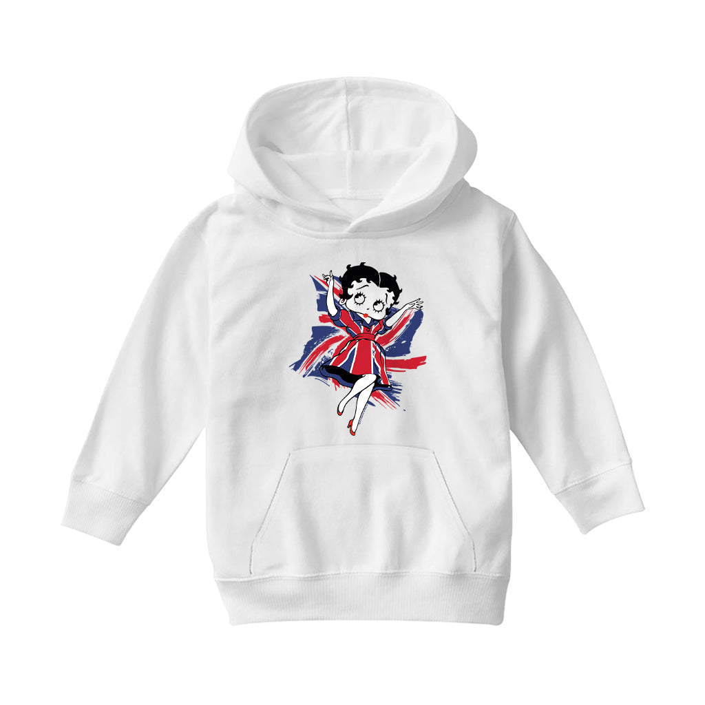 Betty Boop UK Union Flag Dress Kids Hooded Sweatshirt