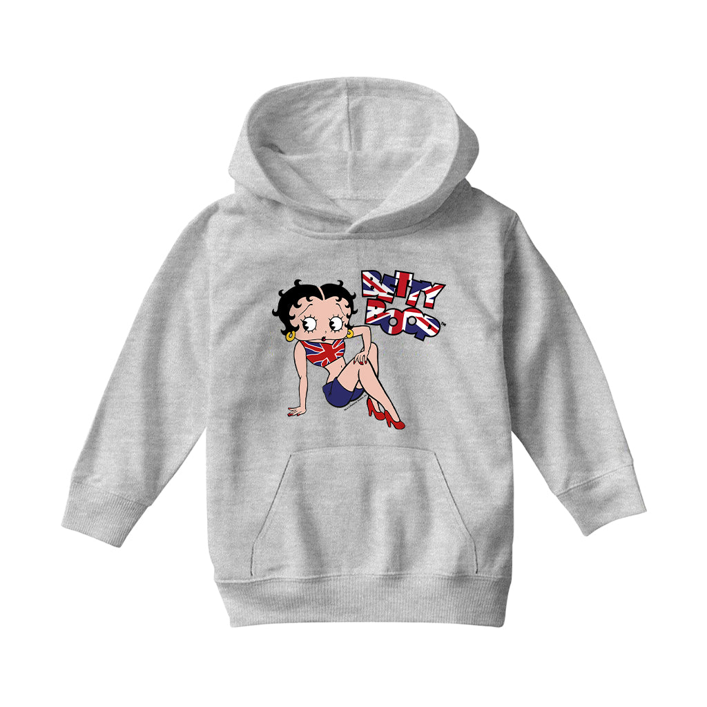 Betty Boop UK Union Jack Flag Clothing Kids Hooded Sweatshirt