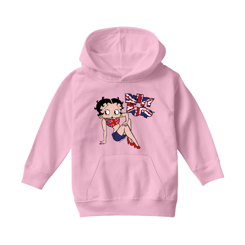 Betty Boop UK Union Jack Flag Clothing Kids Hooded Sweatshirt