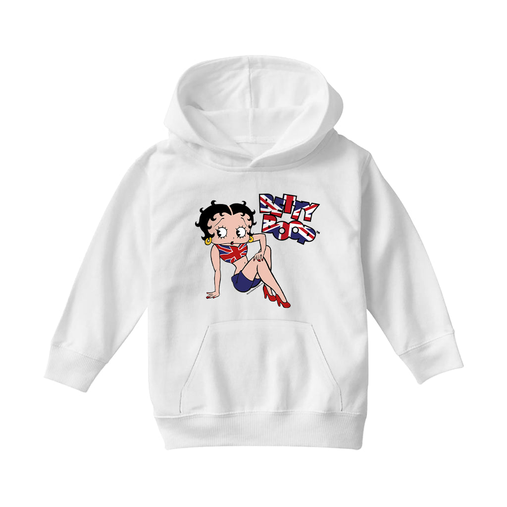 Betty Boop UK Union Jack Flag Clothing Kids Hooded Sweatshirt