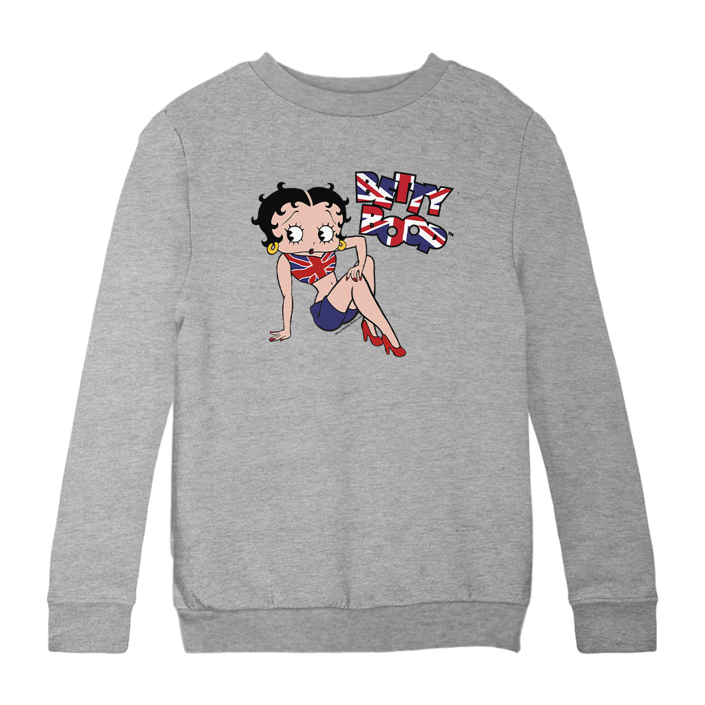 Betty Boop UK Union Jack Flag Clothing Kids Sweatshirt