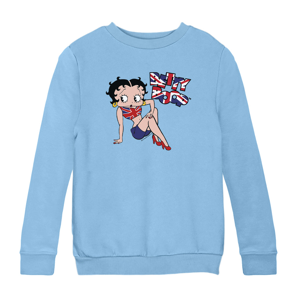 Betty Boop UK Union Jack Flag Clothing Kids Sweatshirt