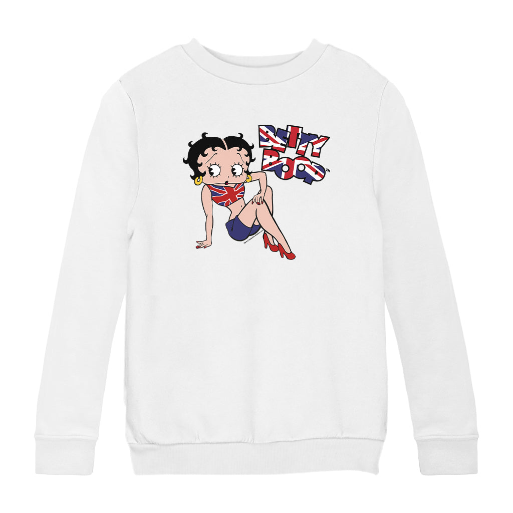 Betty Boop UK Union Jack Flag Clothing Kids Sweatshirt