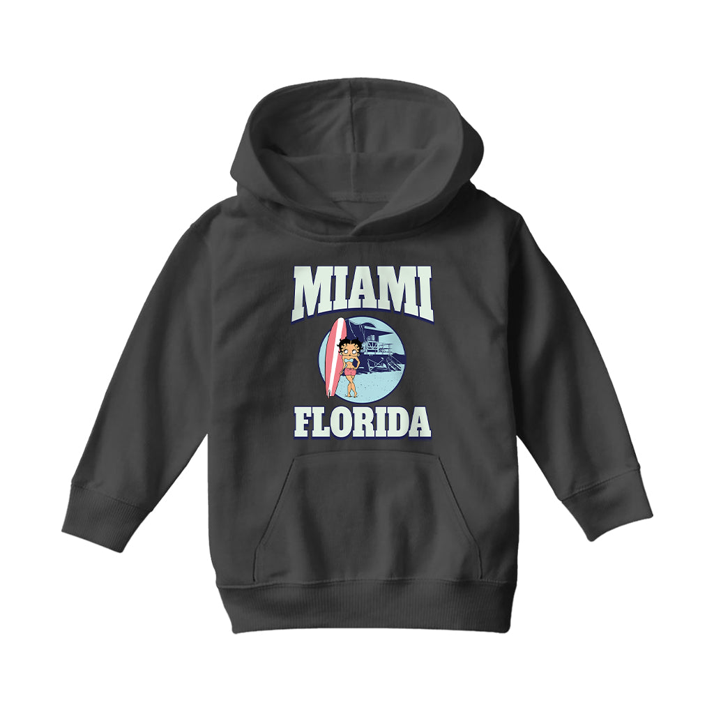 Betty Boop Miami Florida Surf Scene Kids Hooded Sweatshirt