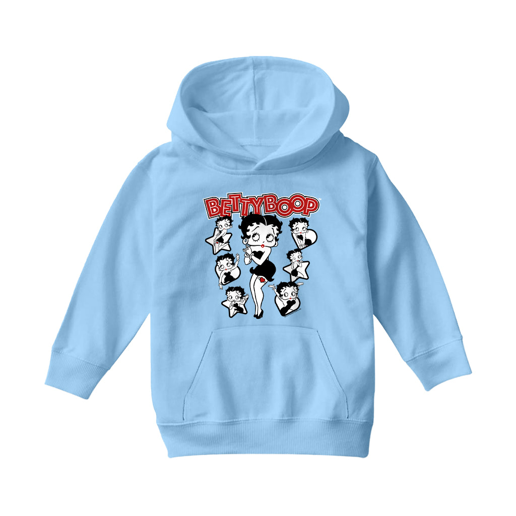 Betty Boop Hearts And Stars Poses Kids Hooded Sweatshirt