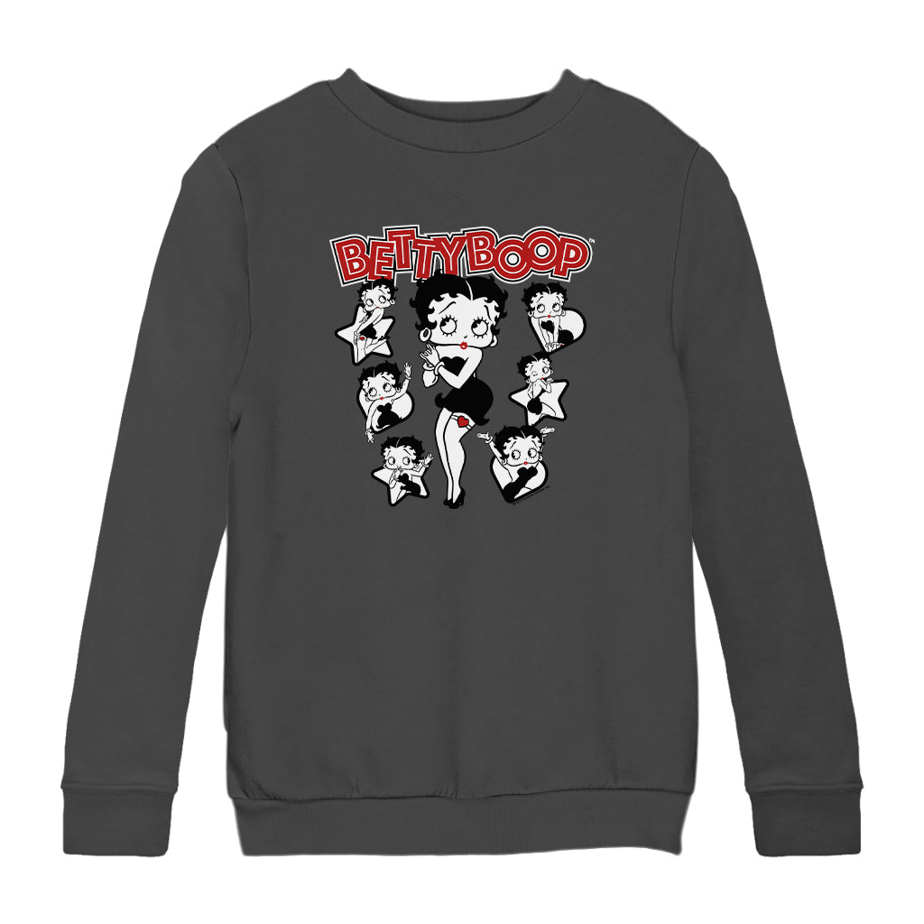 Betty Boop Hearts And Stars Poses Kids Sweatshirt