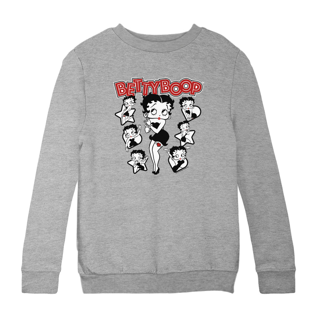 Betty Boop Hearts And Stars Poses Kids Sweatshirt